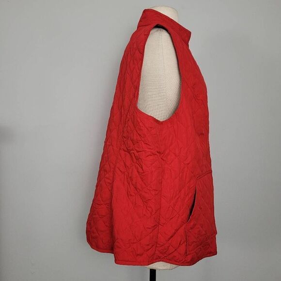 J. Jill Red Heritage Quilted Vest Sz 2X Lightweight Sleeveless Full Zip Front - Picture 2 of 8